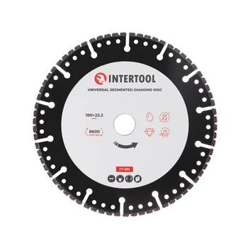 Диск универсальный сегментный алмазный, 180 мм, 16-18%, 8600 об/мин INTERTOOL CT-1011