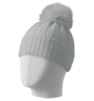 Шапка женская из тонкой пряжи с меховым помпоном AFINA One Size (54-59) Светло-Серый