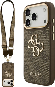 Панель Guess 4G Big 4G Classic Logo Big Strap Metal Buttons для Apple iPhone 17 Pro Brown (3666339488734)