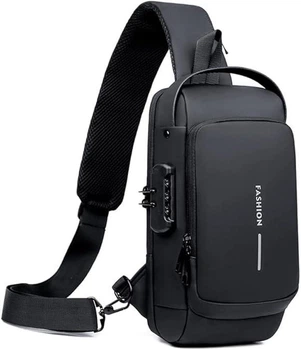 Чоловіча водонепроникна сумка крос-боді через плече з кодовим замком Backpack Чорний