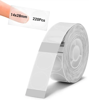Етикетки Niimbot розмір 14×28 мм (круглі та прозорі Round Transparent 220 шт) (для принтерів D11/D110/D101/H1S)