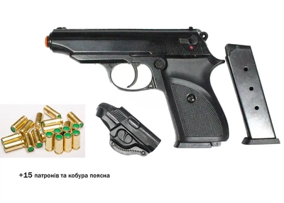 Стартовый пистолет SUR 2608 black с доп. магазином (Walther PP)