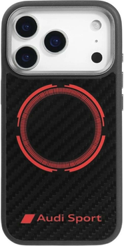 Etui plecki Audi RSQ Carbon Fiber Sport Red Circle MagSafe do Apple iPhone 17 Pro Black (AUS-TPUPCMIP17P-RSQ/D5-BK)