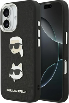 Etui Karl Lagerfeld FW Grained Karl & Choupette Heads Pins do Apple iPhone 17 Black (3666339494650)