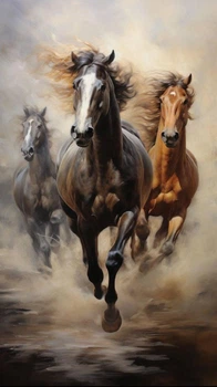 Алмазна мозаїка ColorArt 30x50 Коні + голограмні алмазики TP919