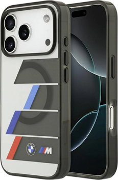 Etui plecki BMW M IML Metal Buttons Tricolor Lines MagSafe do Apple iPhone 17 Pro Gray (BMHMP17L25HTTRIA)