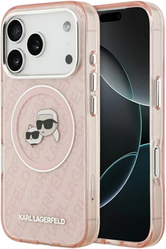 Панель Karl Lagerfeld IML Glitter Karl & Choupette Heads MagSafe do Apple iPhone 17 Pro Pink (3666339499075)