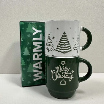 Набір чашок керамічних 2 шт 320 мл h-9 см, d-8 см NY Warmly GREEN GREY Limited Edition TRSC-BH5019