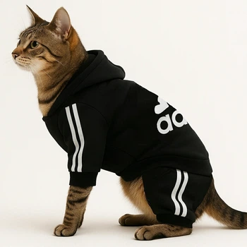 Спортивный костюм для котов (кошек) Adidog XS Черный