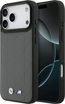 Etui plecki BMW M Quilted Logo MagSafe do Apple iPhone 17 Pro Max Graphite (BMHMP17X25PSECHA)