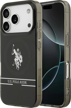 Панель U.S. Polo Assn DH and Bottom Stripe Logo MagSafe для Apple iPhone 17 Pro Black (3666339543907)