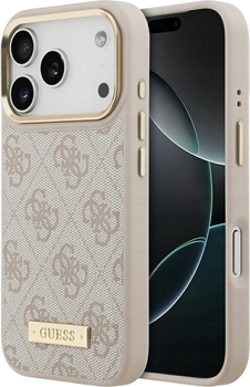Панель Guess 4G Logo Plate MagSafe для iPhone 17 Pro Pink (3666339489823)