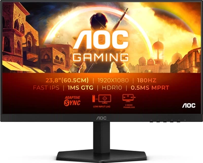 AOC エーオーシー ゲーミングモニター 24G42E/11 23.8インチ AOC、180Hz駆動/0.5ms対応のゲーミングモニター。23.8型と27型 - PC Watch