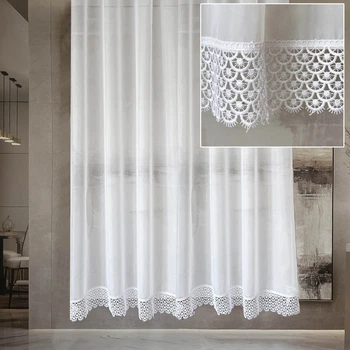 Тюль сучасний короткий з мереживом Луска Adagio Windows Decor 2х1, 6м, легка коротка зоряна фіранка з шифону
