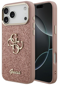 Панель Guess Fixed Glitter Big 4G MetalFrame для iPhone 17 Pro Max Pink
