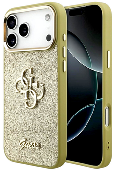Панель Guess Fixed Glitter Big 4G MetalFrame для iPhone 17 Pro Gold