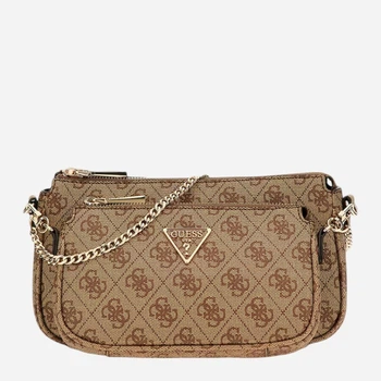 Сумка кросс-боди через плечо женская маленькая Guess Noelle Ii Dbl Pouch Crossbody HWBG96-72710-LGW Latte Logo/Brown (190231964582)