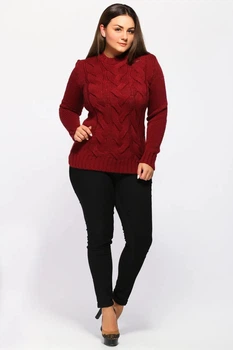 Fashions • Светр з косами Дженна Fashions 44-52 бордовий (302-аш)