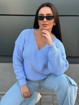 Fashions • Светр жіночий з вирізом Лаура Fashions 44-50 світло-блакитний (217-нс)