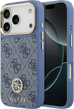 Панель Guess 4G Strass Logo MagSafe для iPhone 17 Pro Blue (3666339529444)