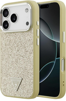 Etui Guess Glitter Triangle Logo MagSafe do iPhone 17 Pro Złoty