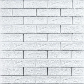 Самоклеюча 3D панель Sticker Wall кирпич біла смужка срібло 700х770х5мм 100-5 (3DPanda-0753)