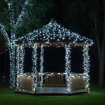 Новогодняя гирлянда уличная 100 м 1000 LED с солнечной батареей 8 режимов работы черный провод Белый свет SB1000L100MBW 5157604