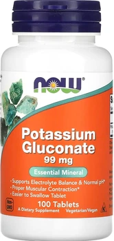 Калій NOW Foods Potassium Gluconate 99 мг 100 таблеток (733739014603)
