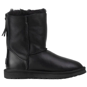 Жіночі уггі Шкіряні Чорні Середні з Змійкою UGG Australia Black Leather Zipper (39, чорний)