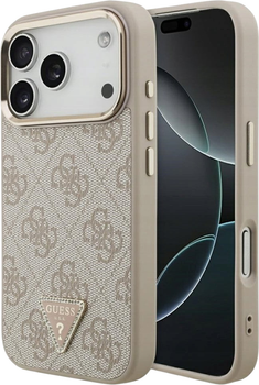 Панель Guess 4G Triangle Logo MagSafe для iPhone 17 Pro Pink/Gold (3666339521455)