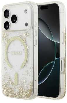 Панель Guess Resin Bottom Glitter MagSafeдля iPhone 17 Pro Max Gold