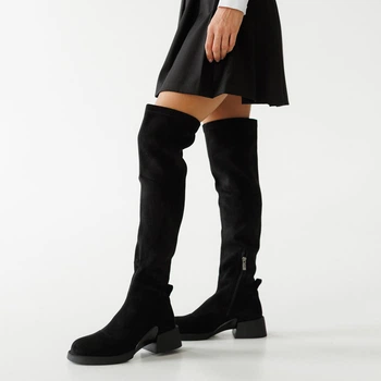 Сапоги - ботфорты женские, черные, осенние, материал эко-кожа, размер 39 FW_003567