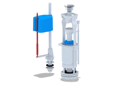 Набір для бачка унітазу ANI-plast WC6550M із нижнім підведенням G1/2", з пластиковим штуцером, кнопка метал, хром