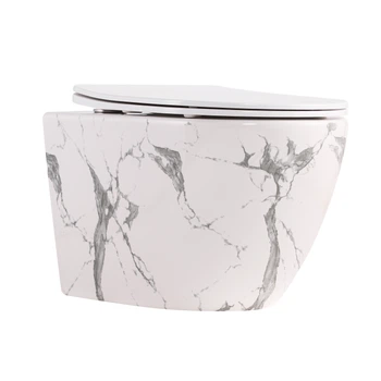 Унитаз подвесной Robin Ultra Quiet 490×365×325 мм, Marble, с сиденьем Slim Duroplast / Soft-close / Quick Release QT13332381АSMR Qtap