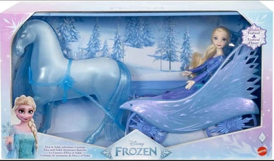 Візок Mattel з лялькою Ельзою та конем Nokk FRZ JBG56 — Крижане серце: Зимовий фестиваль
