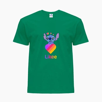 Детская футболка Лайк Стич (Likee Stitch) (25186-1596) 104-110 см Хлопок Зеленый