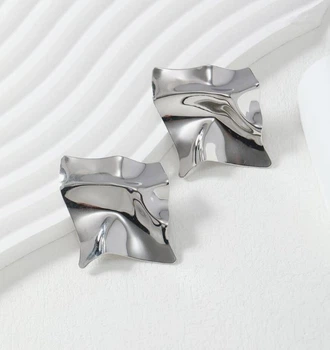 Сережки біжутерія Полотно металеве Fashion Jewelry Сріблястого кольору