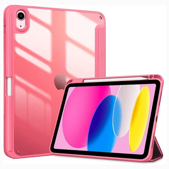 Чехол Clear Acrylic для iPad 11 (2025) / iPad 10 (2022) 10.9" с местом для стилуса Красно-розовый