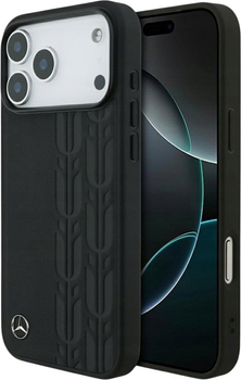 Панель Mercedes Leather Laurel Leaves MagSafe для iPhone 17 Pro Max Black (3666339507022)