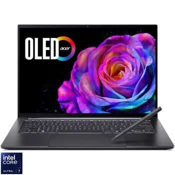 Ноутбук Acer Swift X 14 OLED SFX14- 73G- 75S5 Intel® Core™ Ultra 7 255H до 5, 1 ГГц, 14, 5 2, 8K, OLED, 120 Гц, сенсорный экран, 16 ГБ LPDDR5X, 1 ТБ SSD, NVIDIA® GeForce RTX™ 5060 8 ГБ GDDR7, Windows 11 Home, титановий Серый