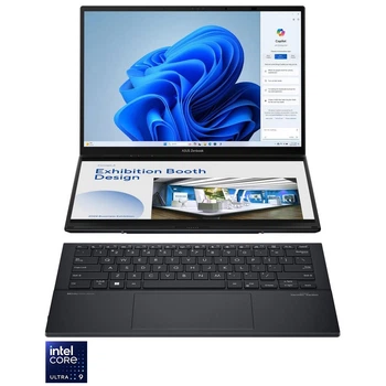 Ультрапортативный ноутбук ASUS Zenbook Duo OLED UX8406MA Intel® Core™ Ultra 9 185H до 5, 1 ГГц, 14, 3K, OLED, сенсорным экраном, 32 ГБ, 2 ТБ SSD, Intel® Arc™, Windows 11 Pro, Inkwell Grey