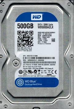 Накопитель HDD SATA 500GB WD Blue 7200rpm 32MB (WD5000AZLX) - Refurbished