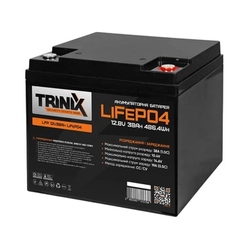 Акумуляторна батарея літій-залізо-фосфатна 12.8В 38А*год Trinix 12V38Ah LiFePO4 (44-00005)