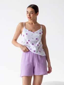 Піжама (майка + шорти) жіноча муслінова BARWA garments 0327/329 M Бузкова (2113273292114)