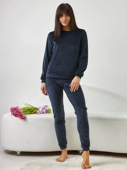 Піжама (світшот + штани) жіноча утеплена BARWA garments 0285/289 2XL Темно-синя (2112852895418)