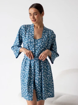 Халат женский BARWA garments 0099 L Белый цветок на синем (2110000993214)