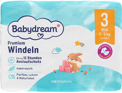 Подгузники Babydream 3 (5-9кг) 43шт