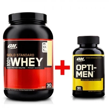 Комплект Optimum Nutrition Протеїн 100% Whey Gold Standard 907 г Подвійний шоколад + Вітаміни Opti-Men 90 таб (431751)