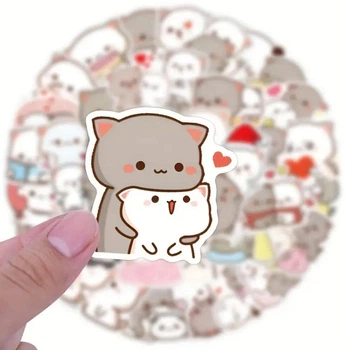Набор наклеек (стикеров) Mochi Cat (60 шт.) стикербомбинг для телефона, ноутбука