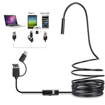 USB ендоскоп з жорстким кабелем 5 метрів — Автомобільний технічний бороскоп для смартфона